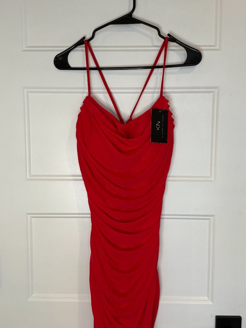 Klassy Network Built In Bra Ruched Mesh Bodycon Red Dress XL NWT